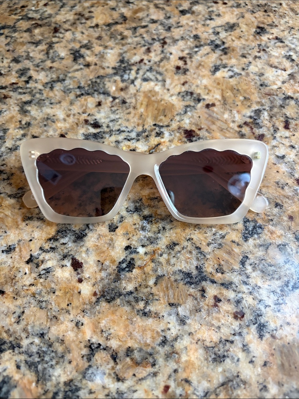 KREWE Cream Acetate Sunglasses with Brown Lenses